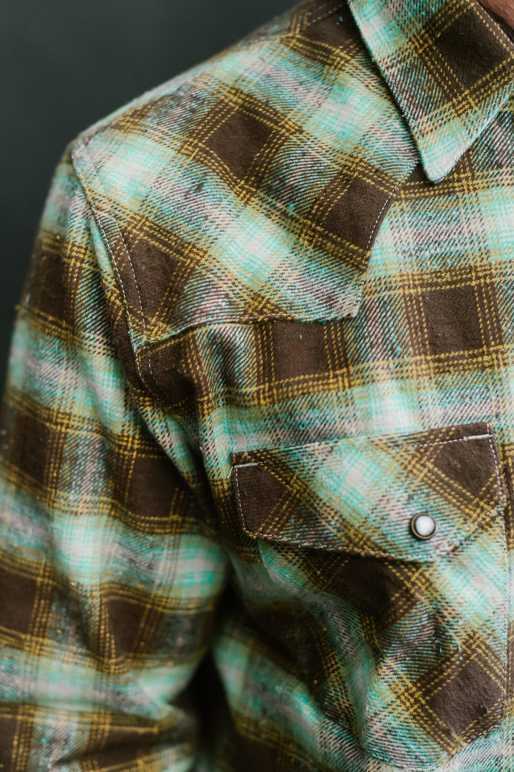 Dawson Check Flannel - Brown, Yellow, Turquoise