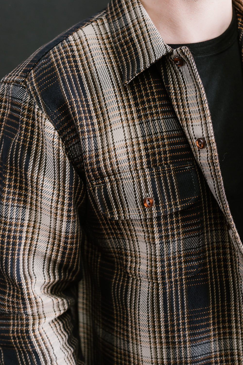 Webster Shirt Twill Check - Navy, White, Yellow, Brown