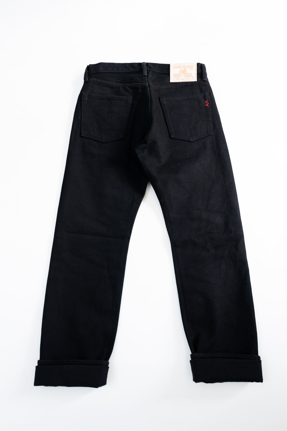 IH-888S-SBG - 21oz Selvedge Denim Medium/High Rise Tapered Cut Jeans - Superblack (Fades to Grey)