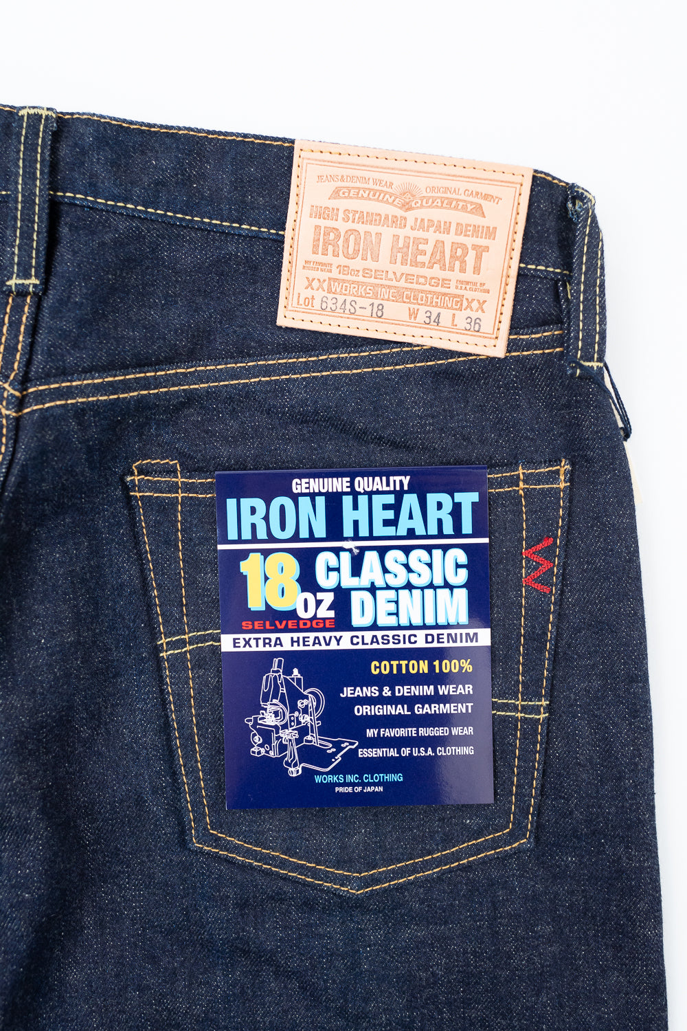 IH-634S-18 - 18oz Vintage Selvedge Denim Straight Cut Jeans - Indigo