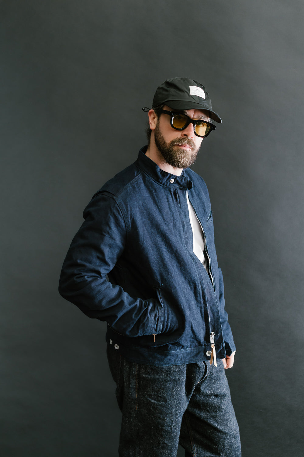 IHJ-135-IND - 13oz Oxford Cloth Riders Jacket - Indigo