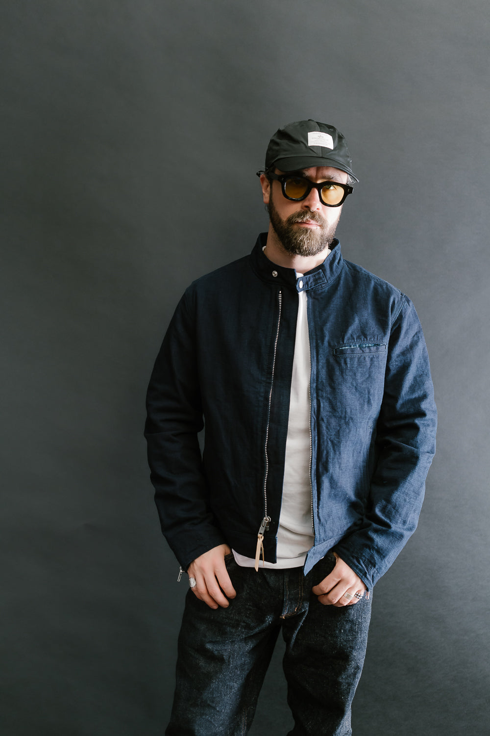 IHJ-135-IND - 13oz Oxford Cloth Riders Jacket - Indigo