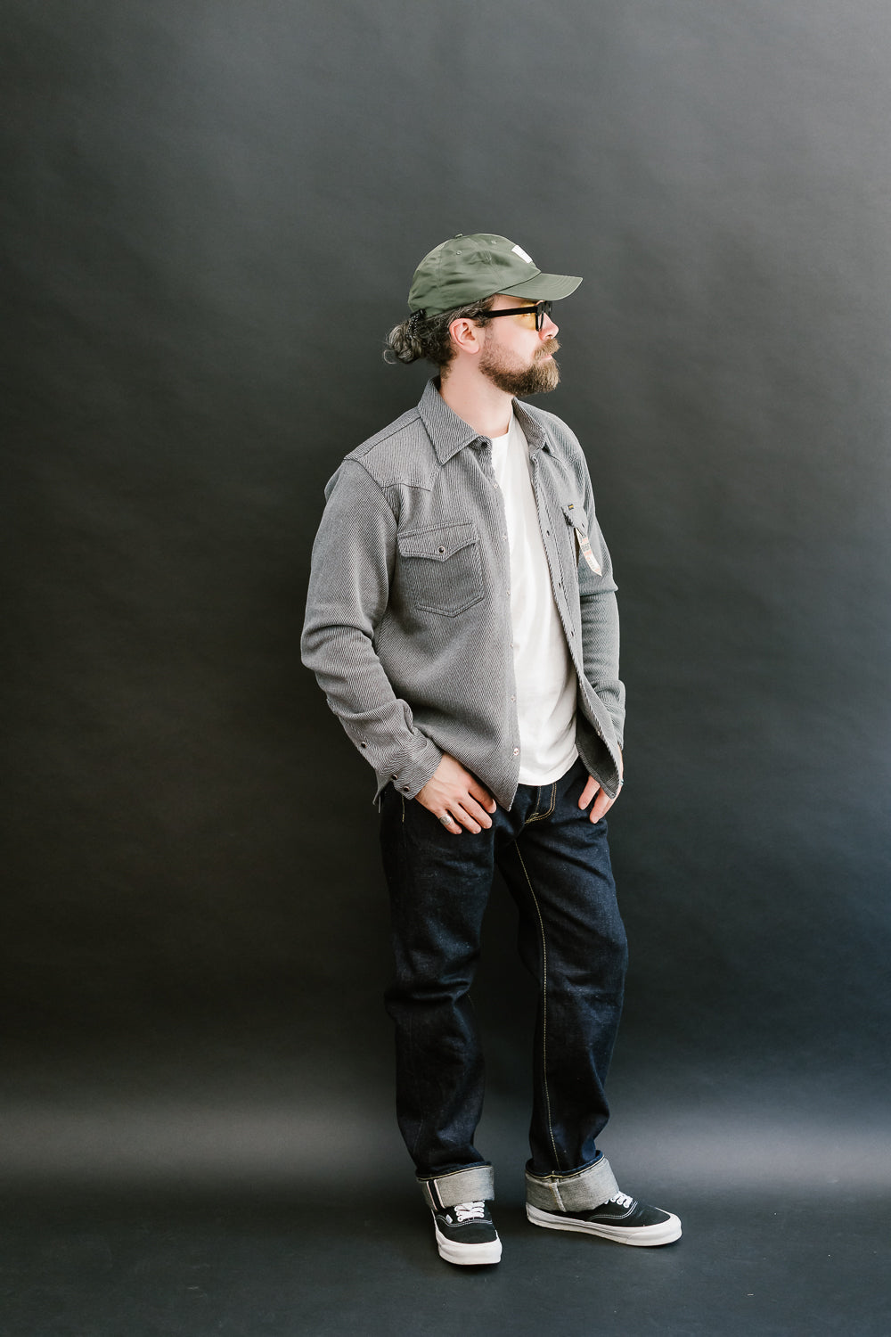 IHSH-254-GRY - Top Dyed Kersey Western Shirt - Grey