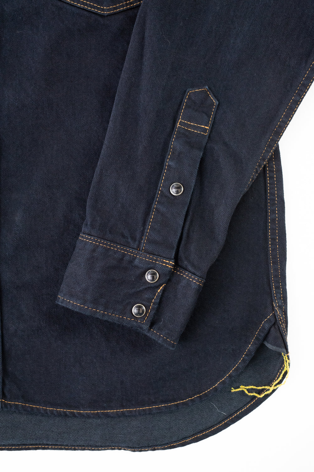 IHSH-33-OD - 12oz Selvedge Denim Western - Indigo Overdyed Black