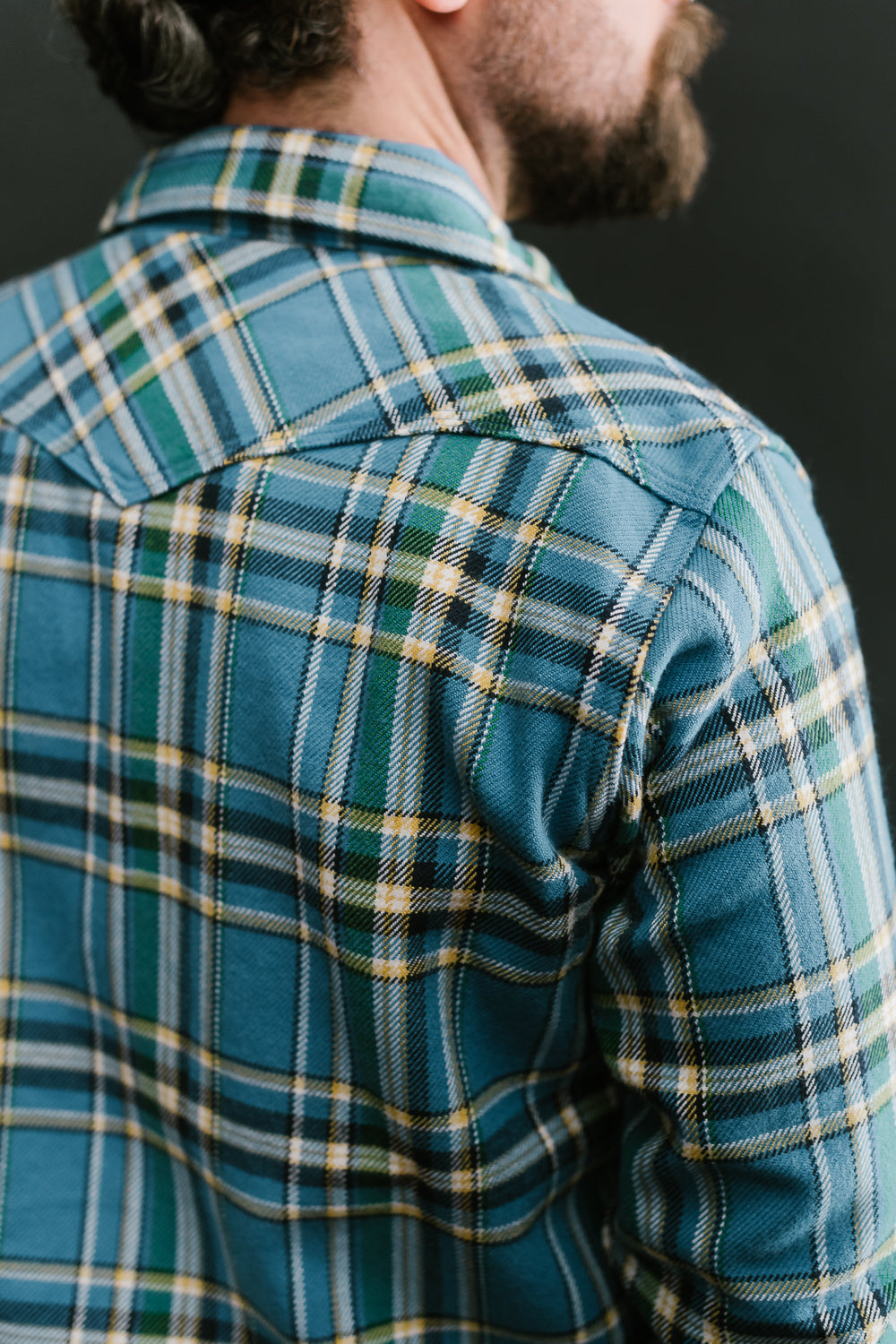 IHSH-370-BLU - Ultra Heavy Flannel Tartan Check Western Shirt - Blue