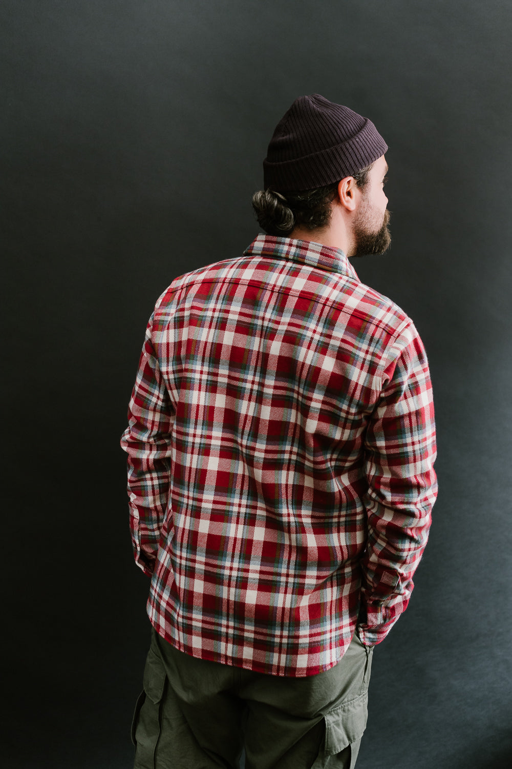 IHSH-371-RED - Ultra Heavy Flannel Crazy Check Work Shirt - Red