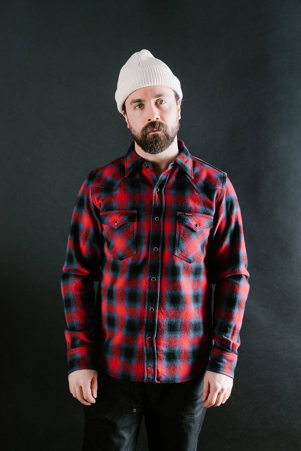 CAMPHOR WOOD damage ombre check shirts-