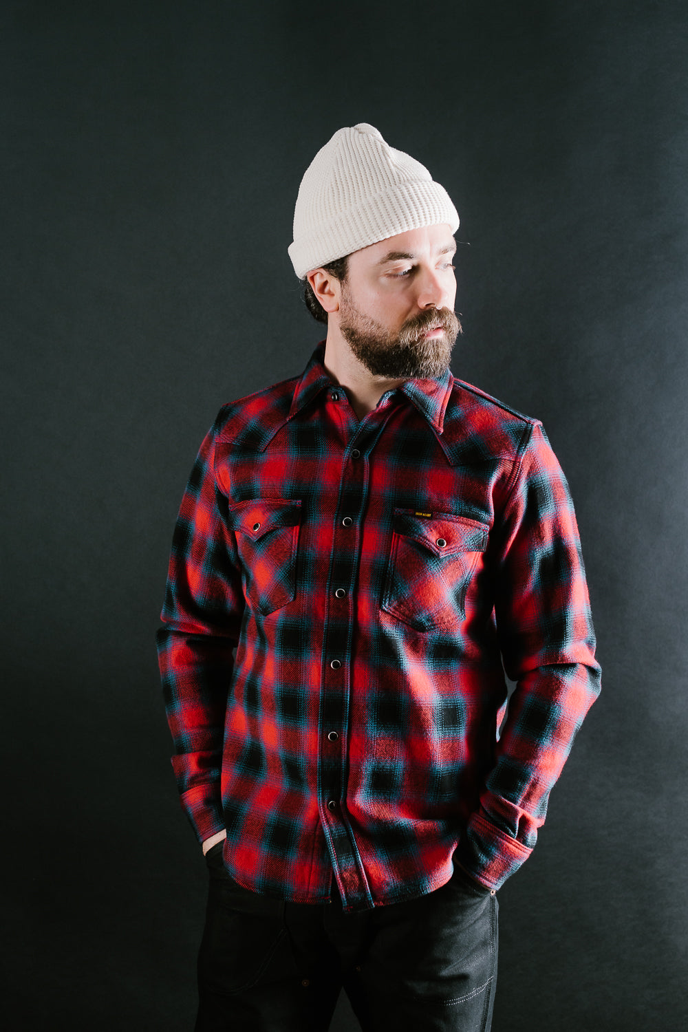 CAMPHOR WOOD damage ombre check shirts-