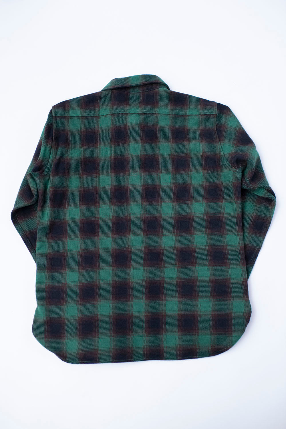 IHSH-379-GRN - Ultra Heavy Flannel Ombré Check Work Shirt - Green