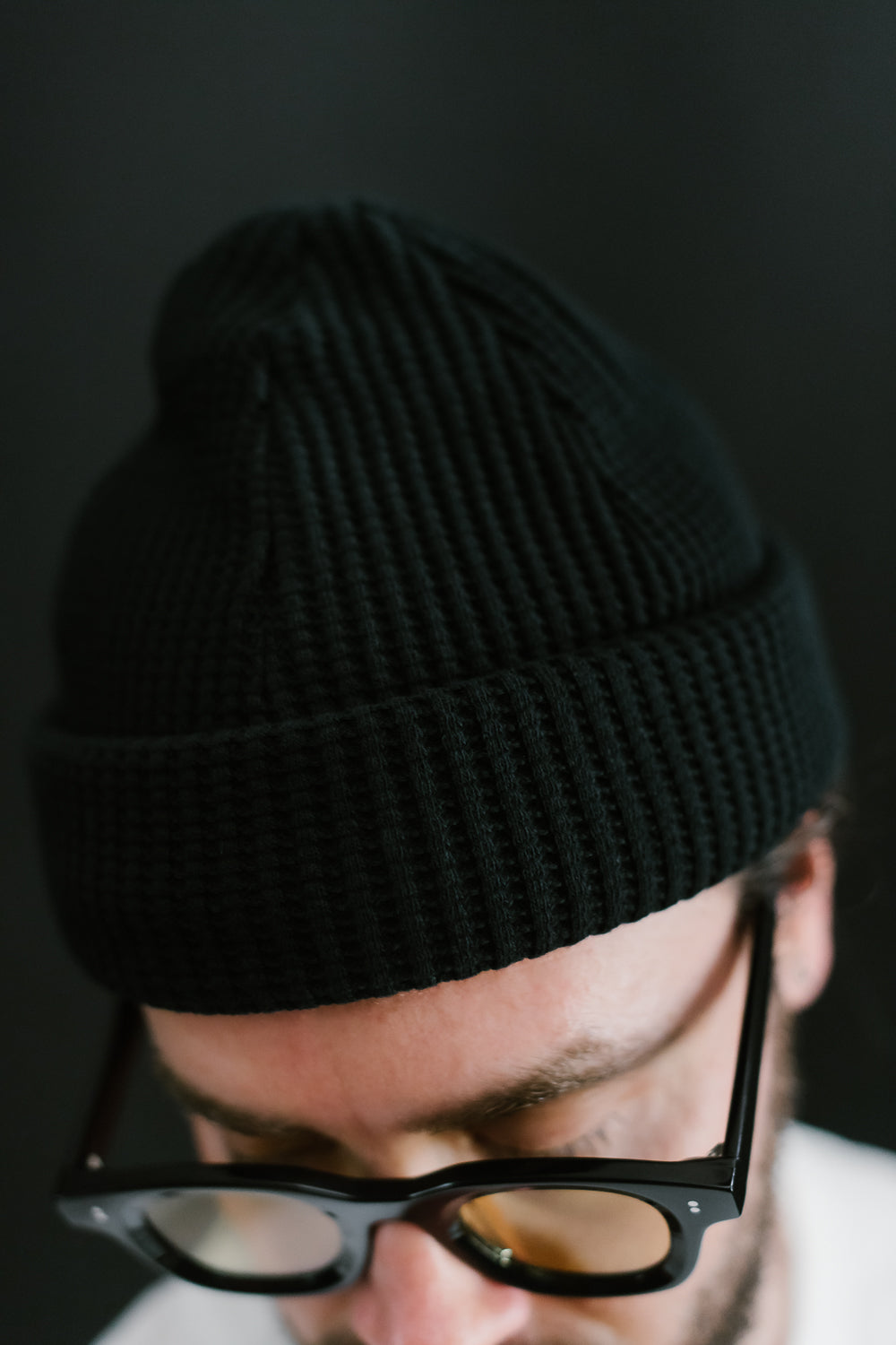 Waffle Knit Cap - 07 Black