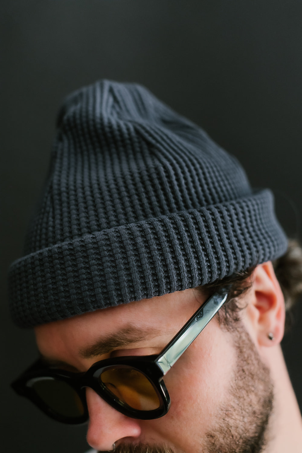 Waffle Knit Cap - 107 Dark Blue Grey