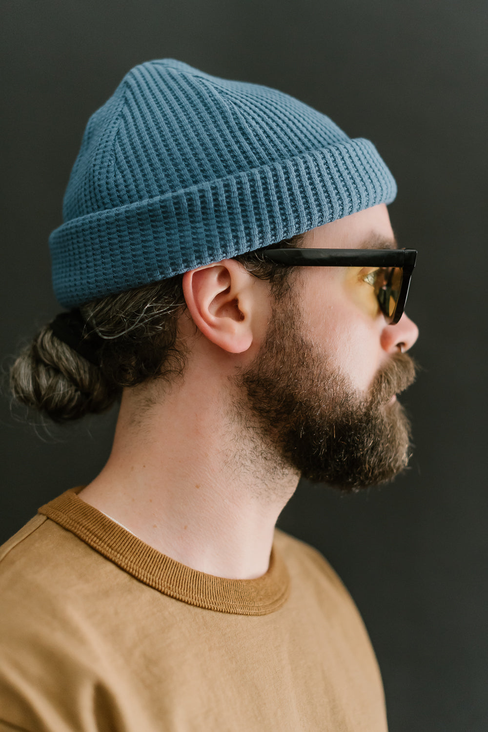 Waffle Knit Cap - 303 Smoky Blue