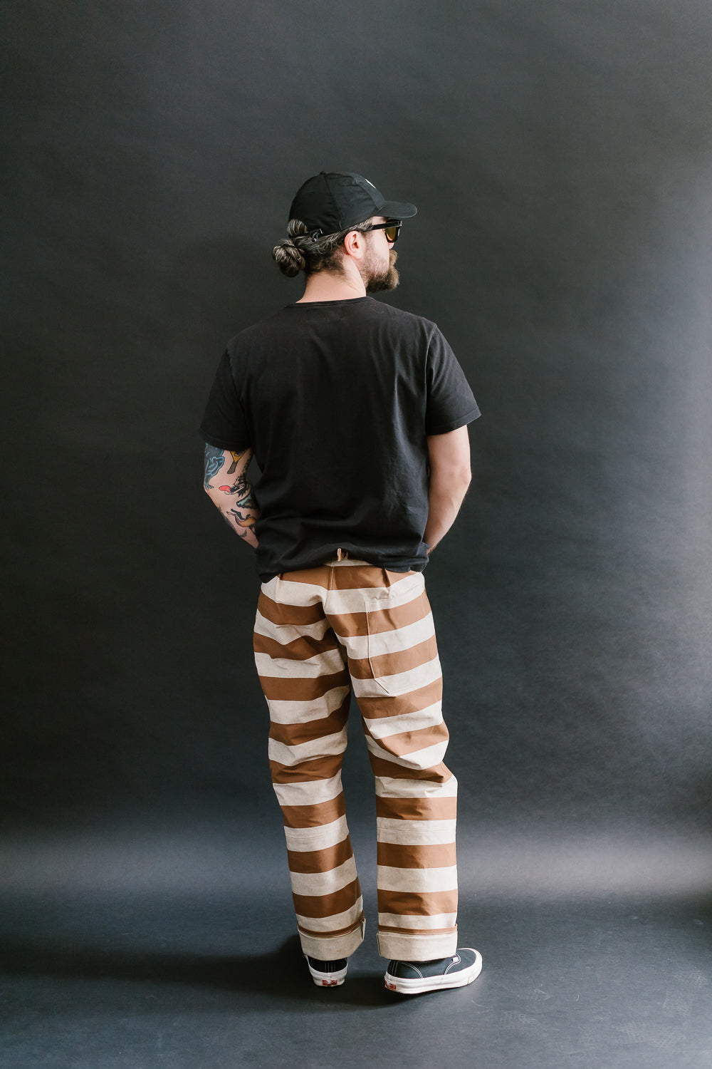 Lot 1230 - Striped Prisoner Pants - Brown