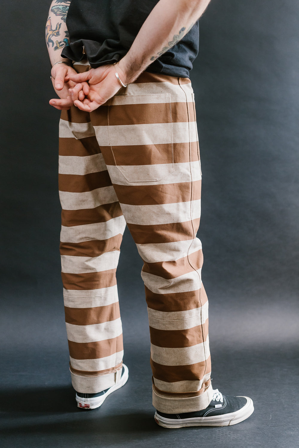 Lot 1230 - Striped Prisoner Pants - Brown