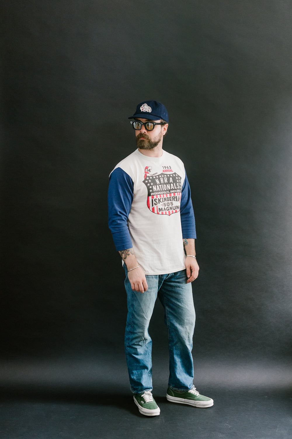 Lot 4800 - 3/4 Baseball Tee NHRA - Cream, Navy