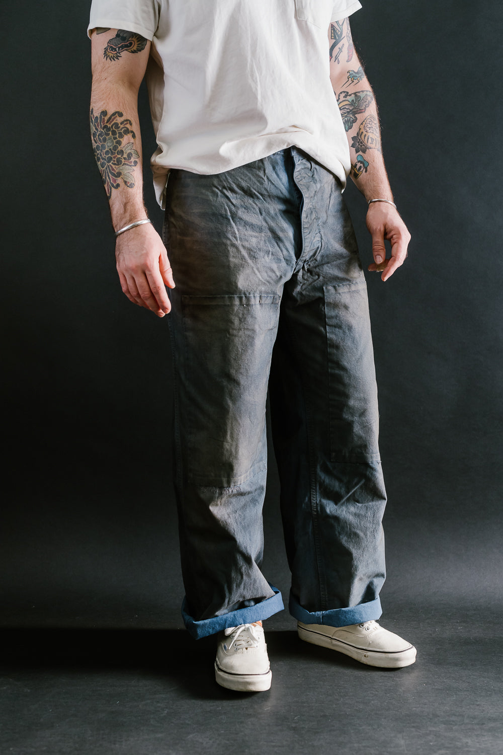 MSP-1007 - French Work Boro Pants - Distressed Blue | James Dant