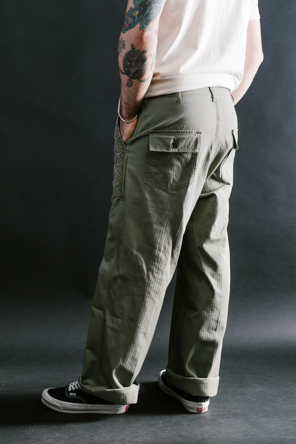 MSP-1014 - Tsugihagi Baker Pants - Army Green | James Dant