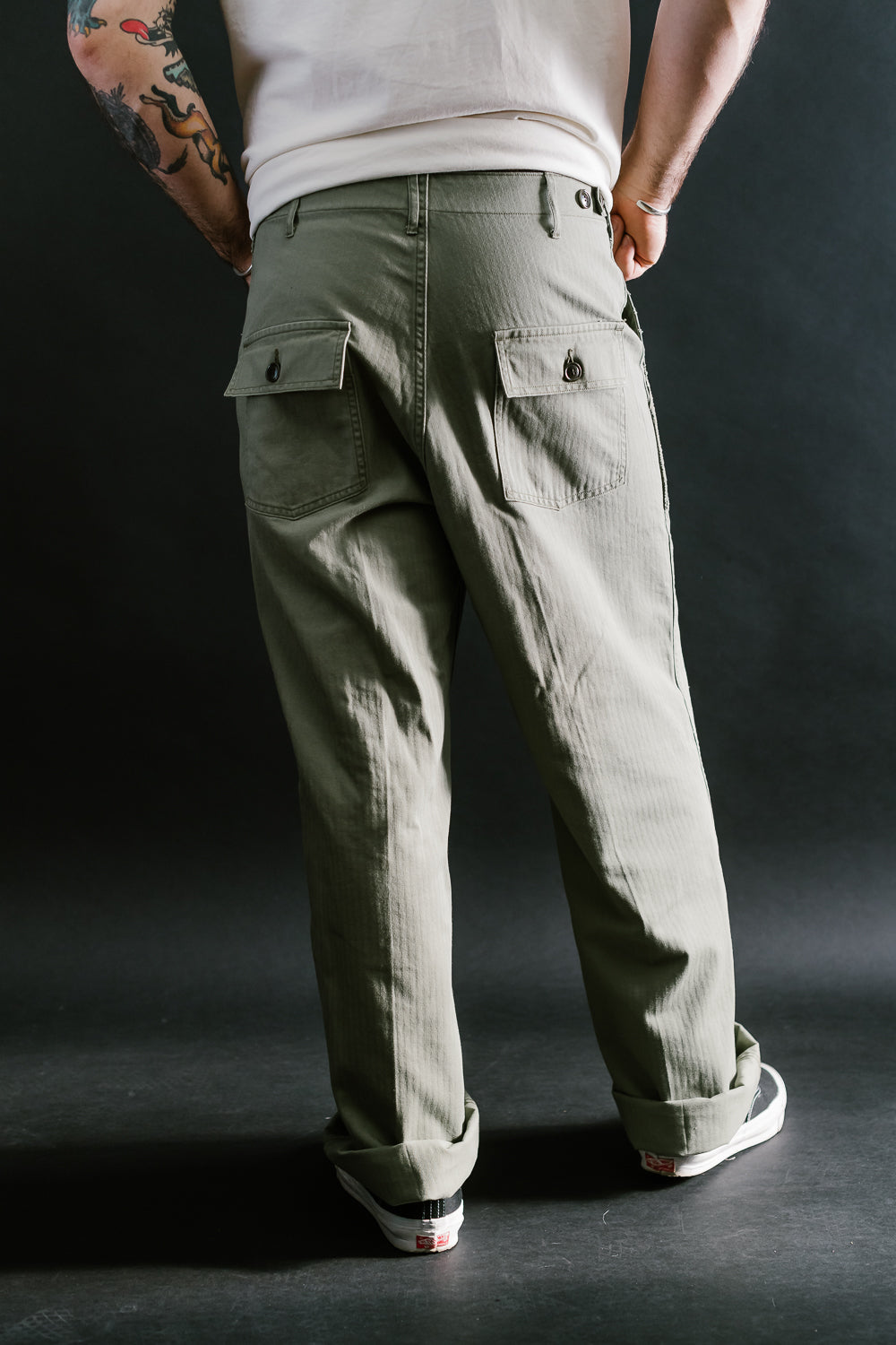 MSP-1014 - Tsugihagi Baker Pants - Army Green | James Dant