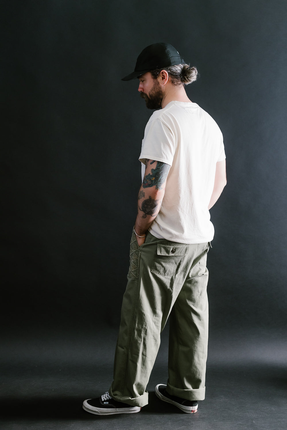 MSP-1014 - Tsugihagi Baker Pants - Army Green | James Dant