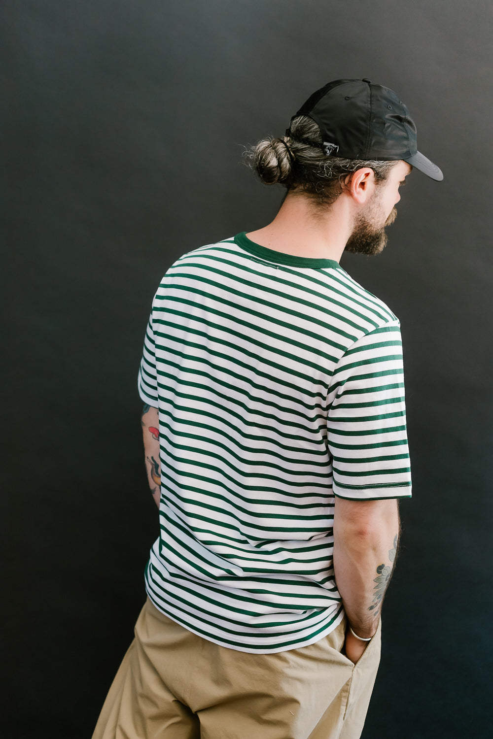 2M14.41201 - 7.9oz Circular Knit Relaxed Fit Stripe T-Shirt - Green, White