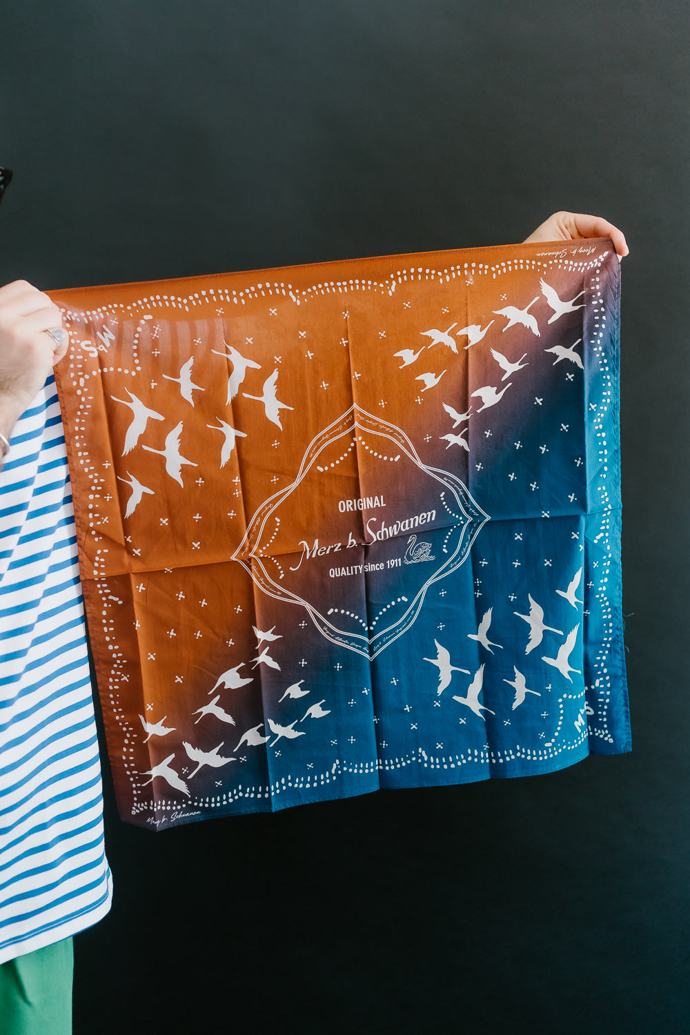 BANDANA.02.661812 - Cotton Bandana - Vintage Blue, Caramel