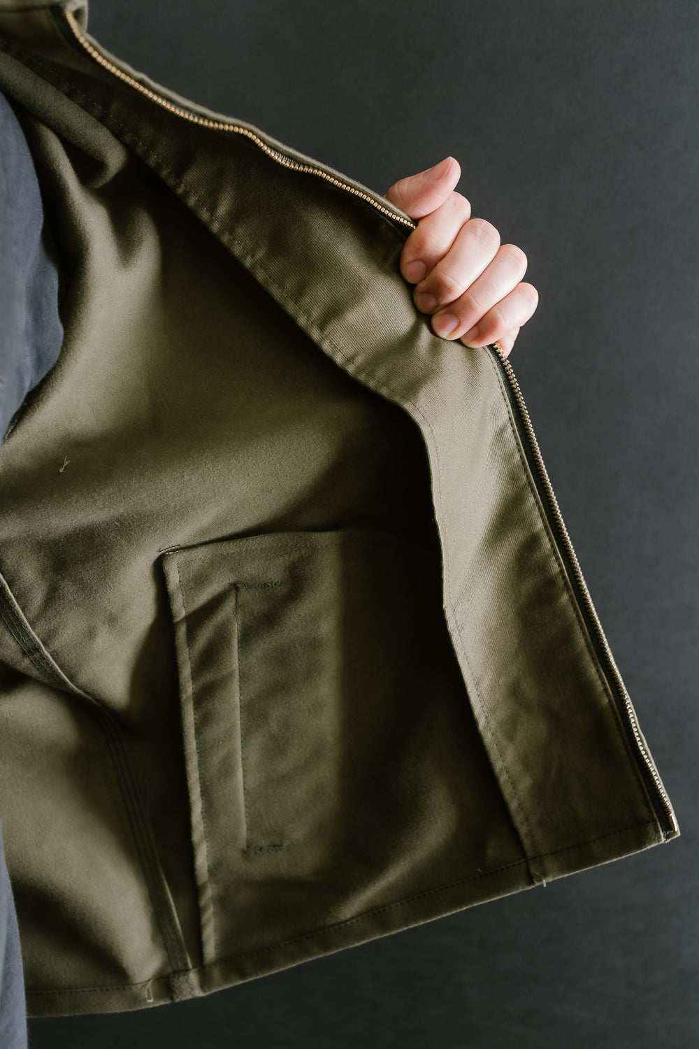 Brushed Jungle Cloth Zip Jacket - Army