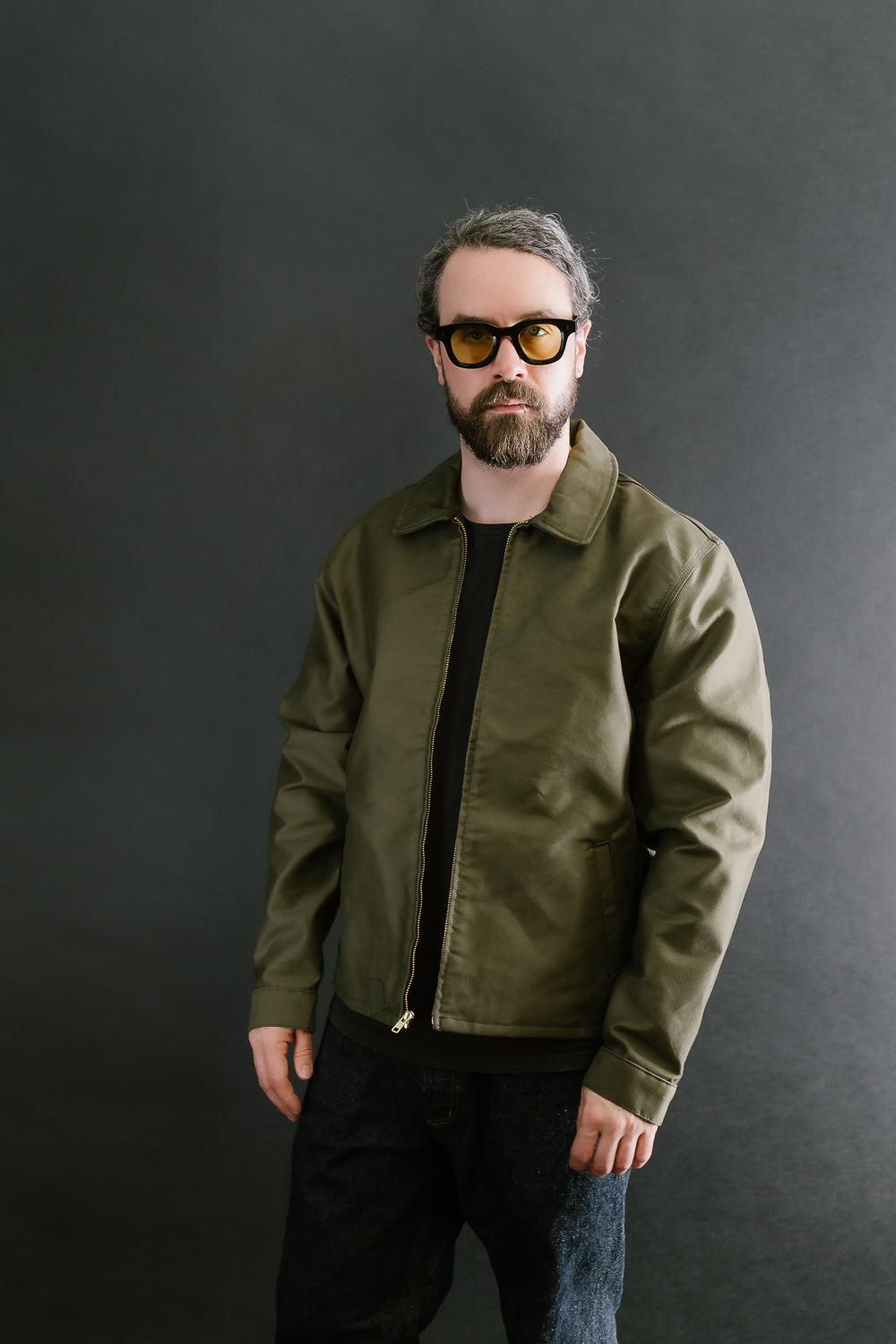 Brushed Jungle Cloth Zip Jacket - Army