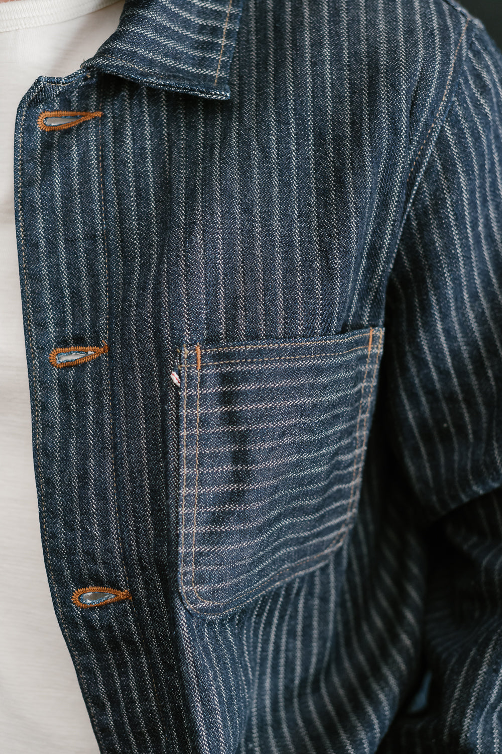 03501-HJS - 12oz Harinuki Jacquard Stripe Selvedge Coverall - Indigo