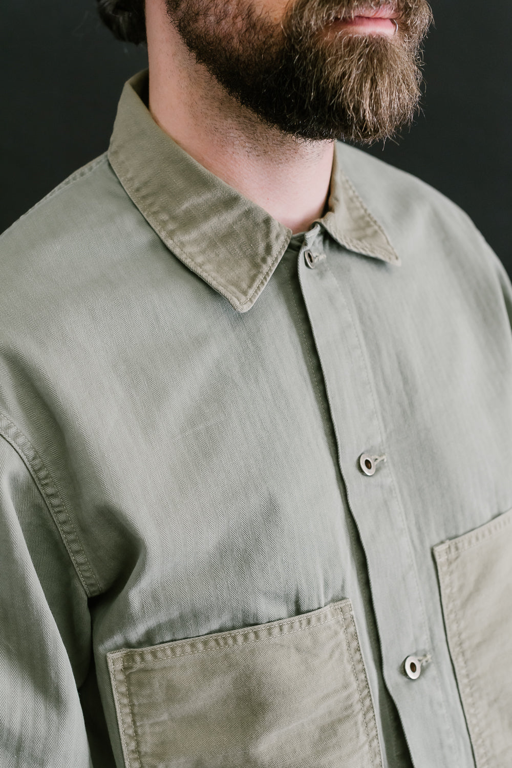 01-6120-16 - Utility Coverall Mismatched Herringbone - Washed Green