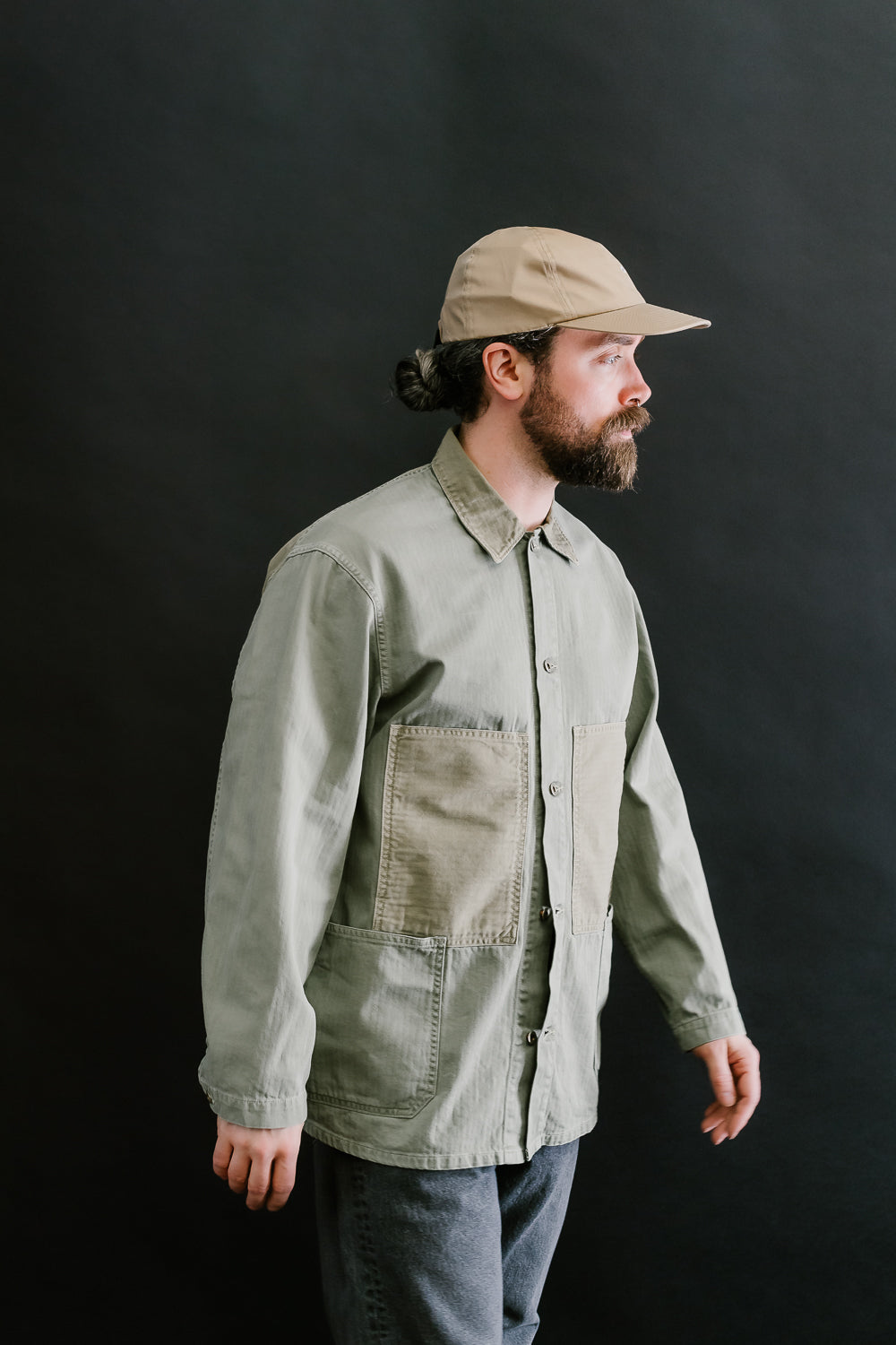 01-6120-16 - Utility Coverall Mismatched Herringbone - Washed Green