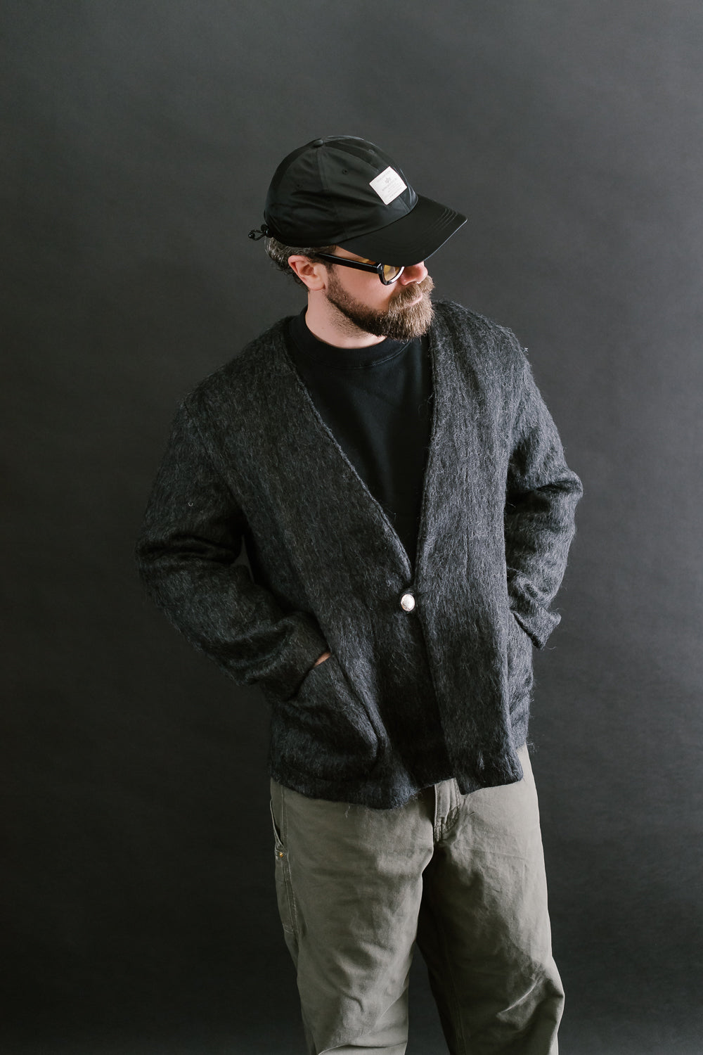 01-8037-50 - Mohair Cardigan - Charcoal Gray