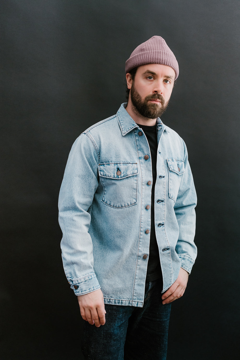 03-8245-99 - Denim Army Shirt - Sky Blue | James Dant