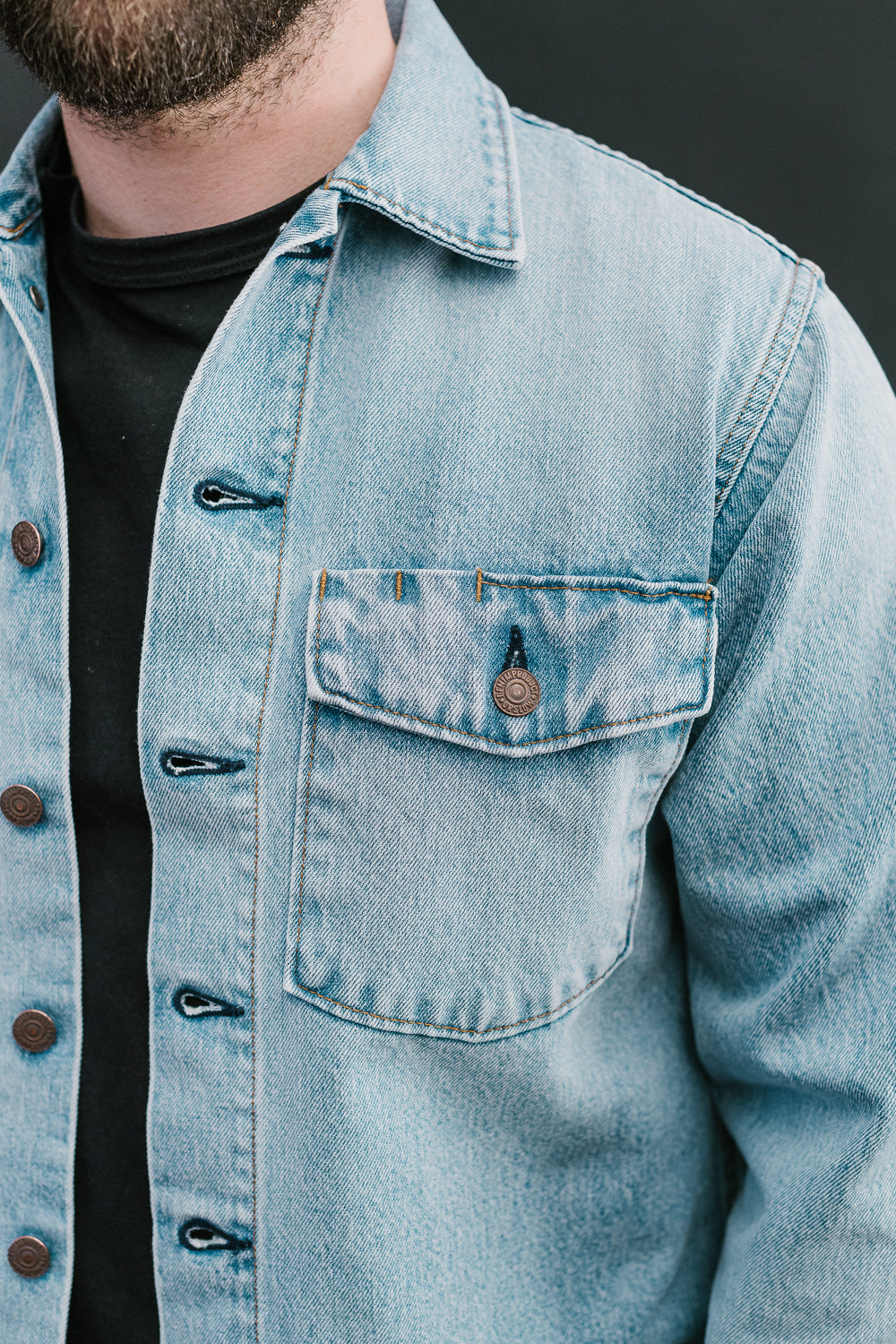 03-8245-99 - Denim Army Shirt - Sky Blue | James Dant