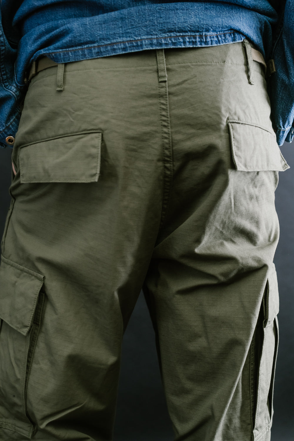 03-V5260RIP-76 - 6-Pocket Cargo Trousers - Vintage Fit - Olive | James Dant