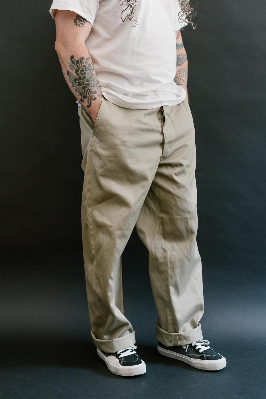 03-V5361-40 - Army Trouser Vintage Fit - Khaki | James Dant