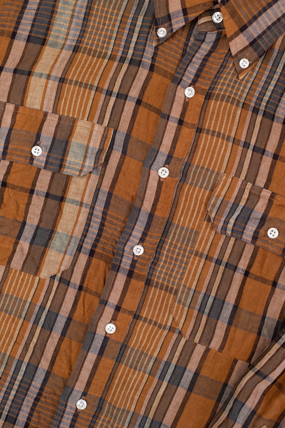 01-8113-44 - Linen Button-Down Safari Shirt - Orange Check