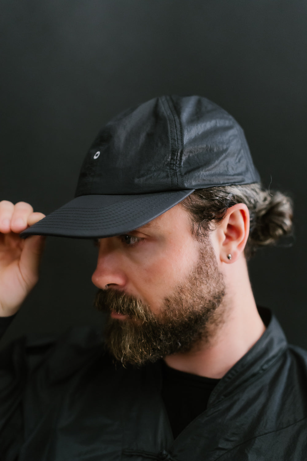 3903-WTB - Post Ball Cap Waxy Taffeta - Black