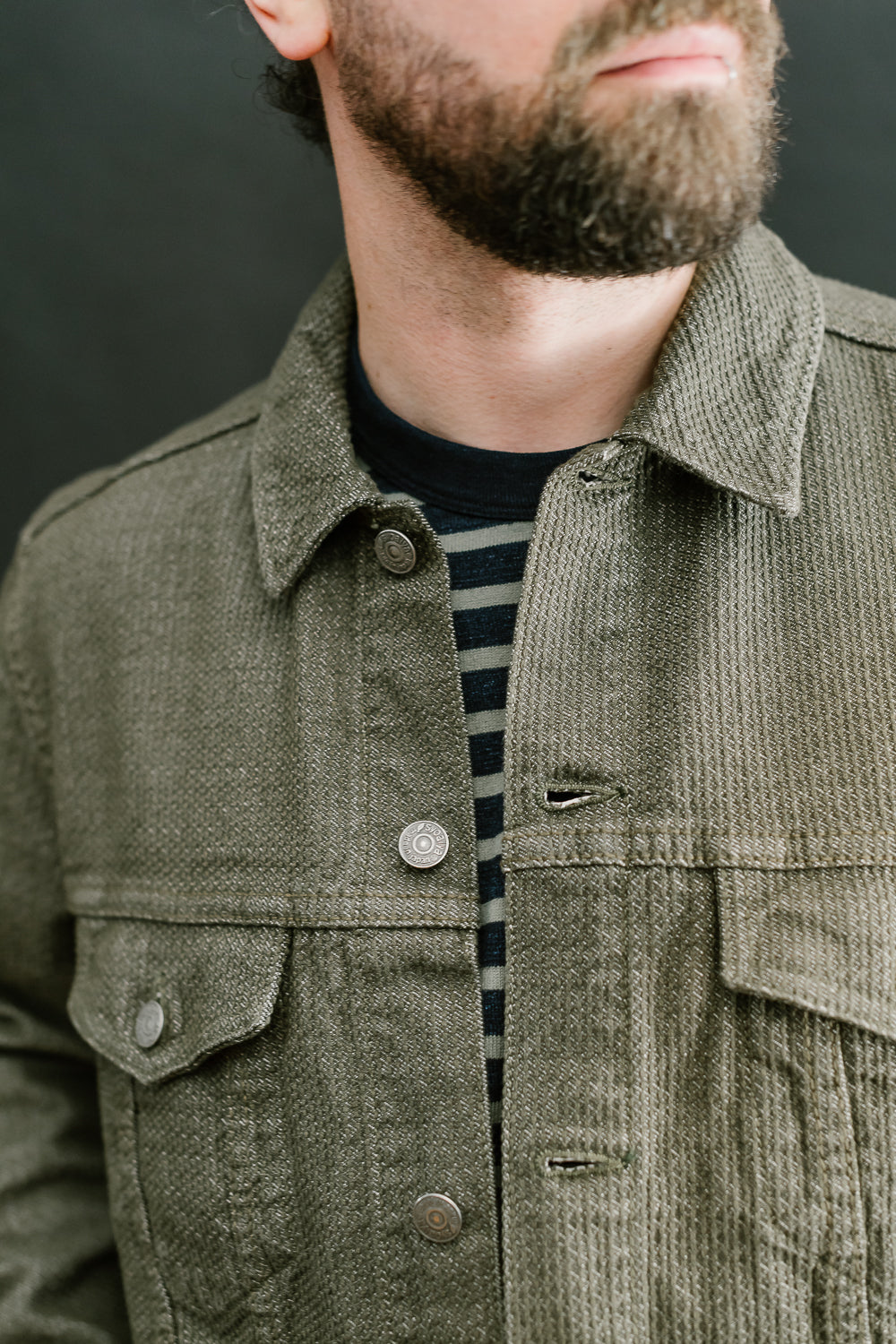 6118-OLV - Sashiko Type III Jacket - Olive