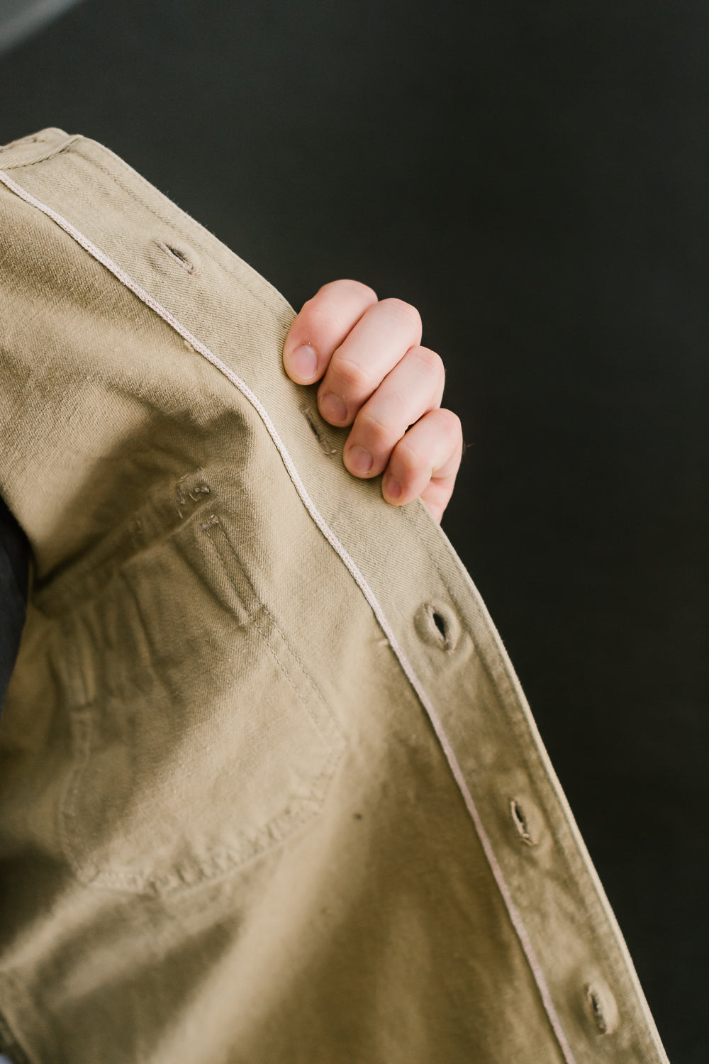 12.5oz - Rinsed Field Shirt Twill Selvedge - Khaki