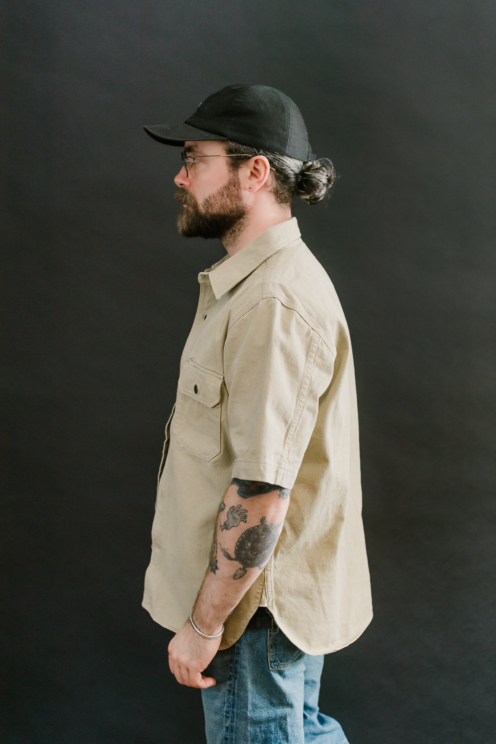 12.5oz - Rinsed Field Shirt Twill Selvedge - Khaki