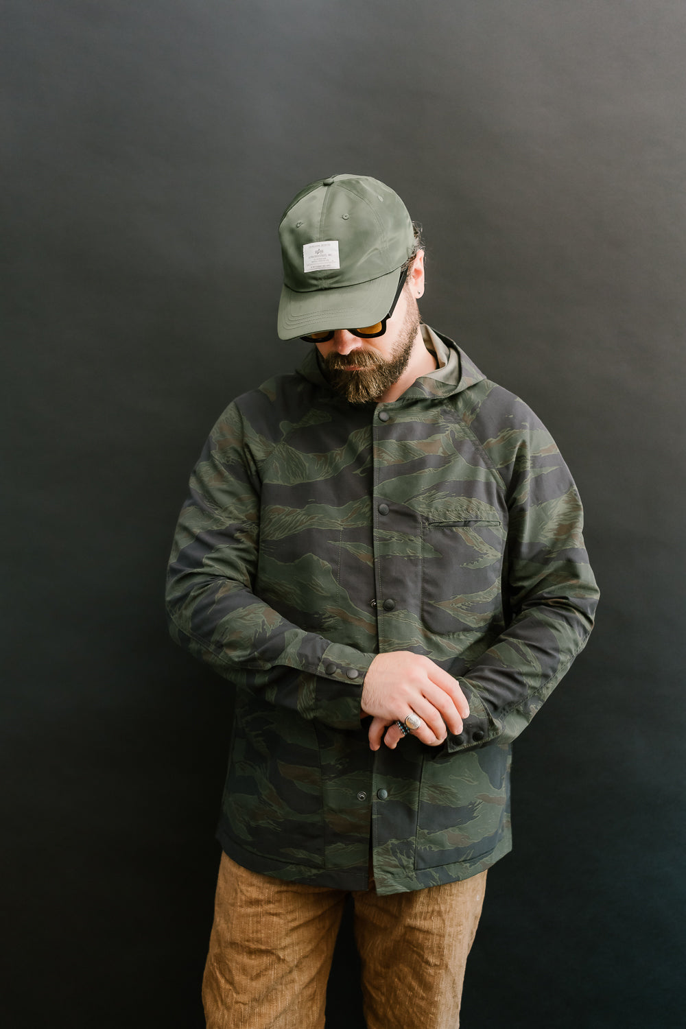 5oz Hooded Supply Jacket - Green Tiger Camo