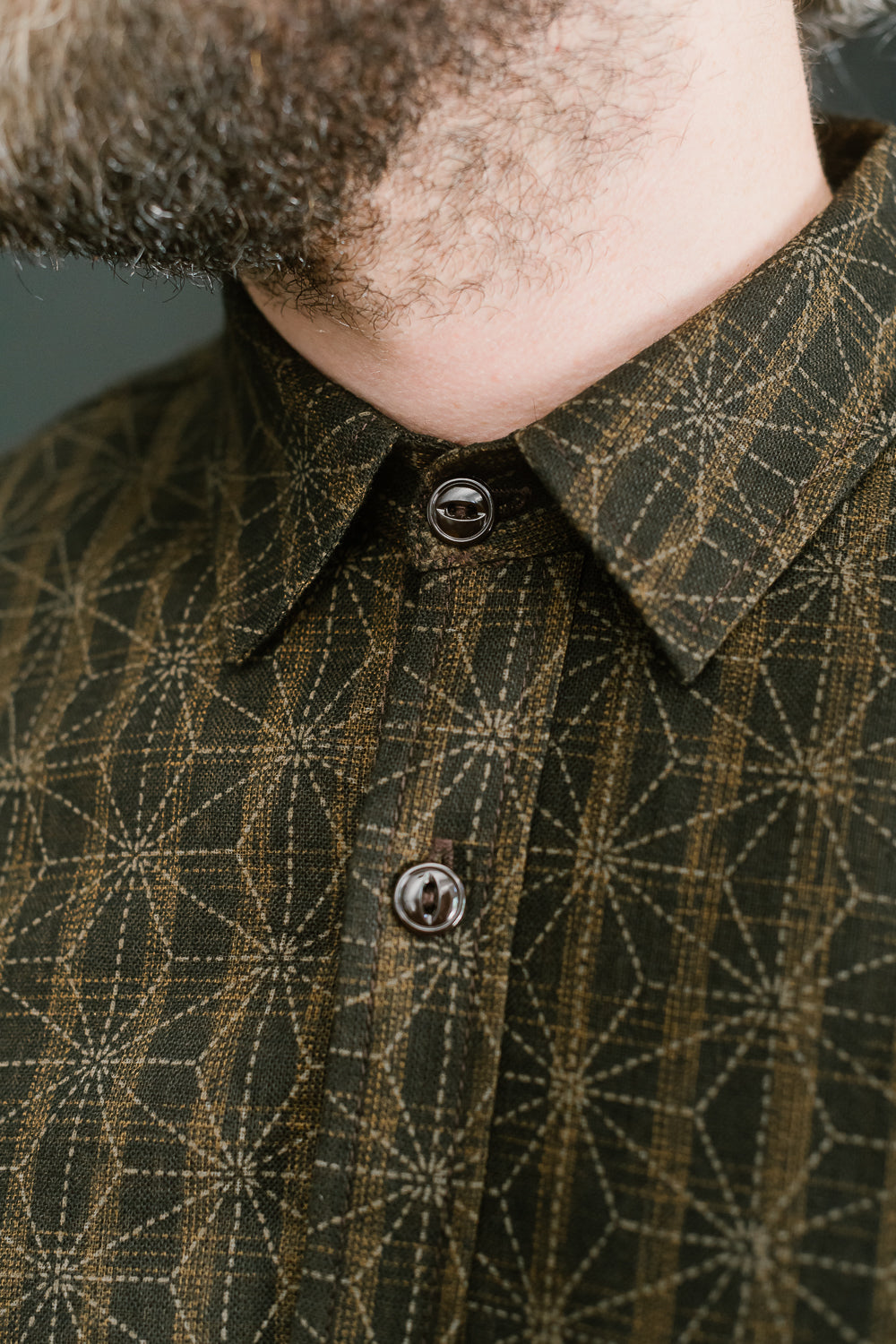 Oxford Shirt Asanoha Star - Brown