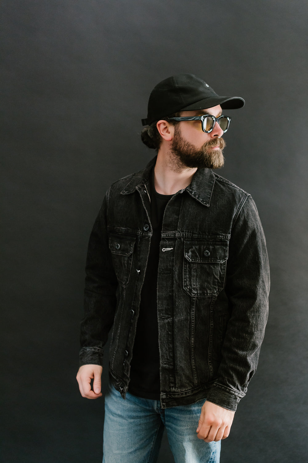 15oz - Stealth Wash Selvedge Denim Cruiser Jacket - Black