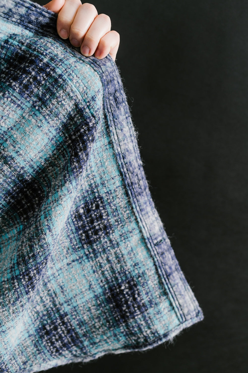 Utility Shirt Plaid Wool - Purple, Blue | James Dant