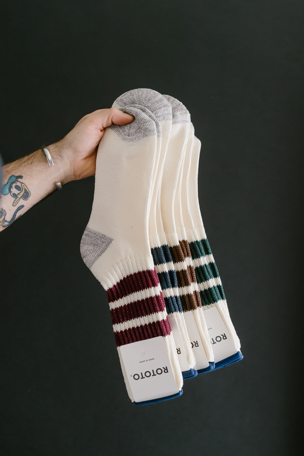 R1255 - Coarse Ribbed Old School Crew Socks - Bordeaux