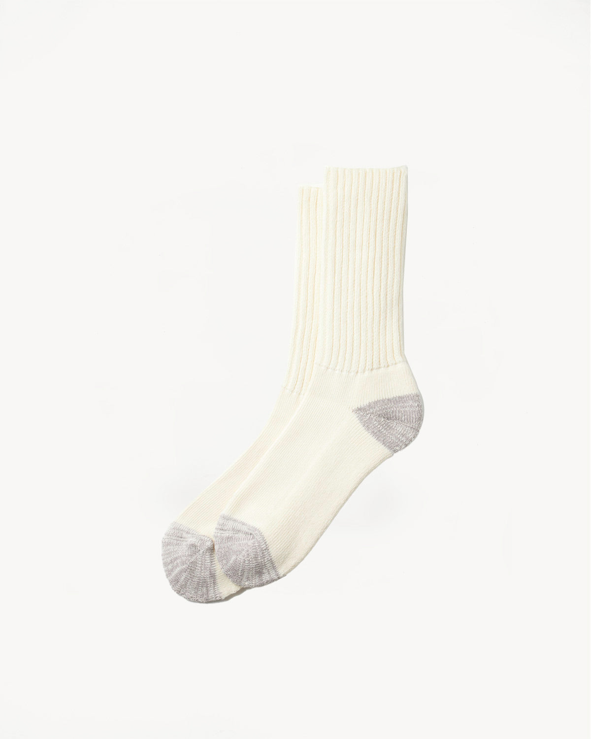 R1255 - Coarse Ribbed Old School Crew Socks - Ecru