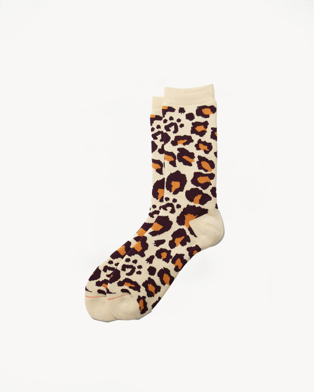 R1340 - Pile Leopard Socks - Bordeaux, Orange