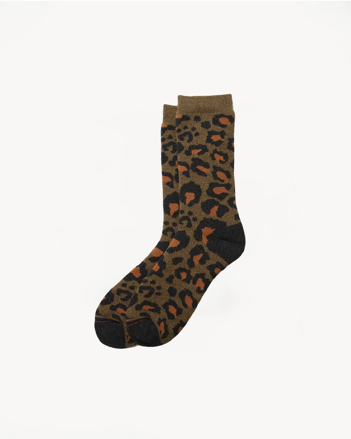 R1340 - Pile Leopard Socks - Dark Olive