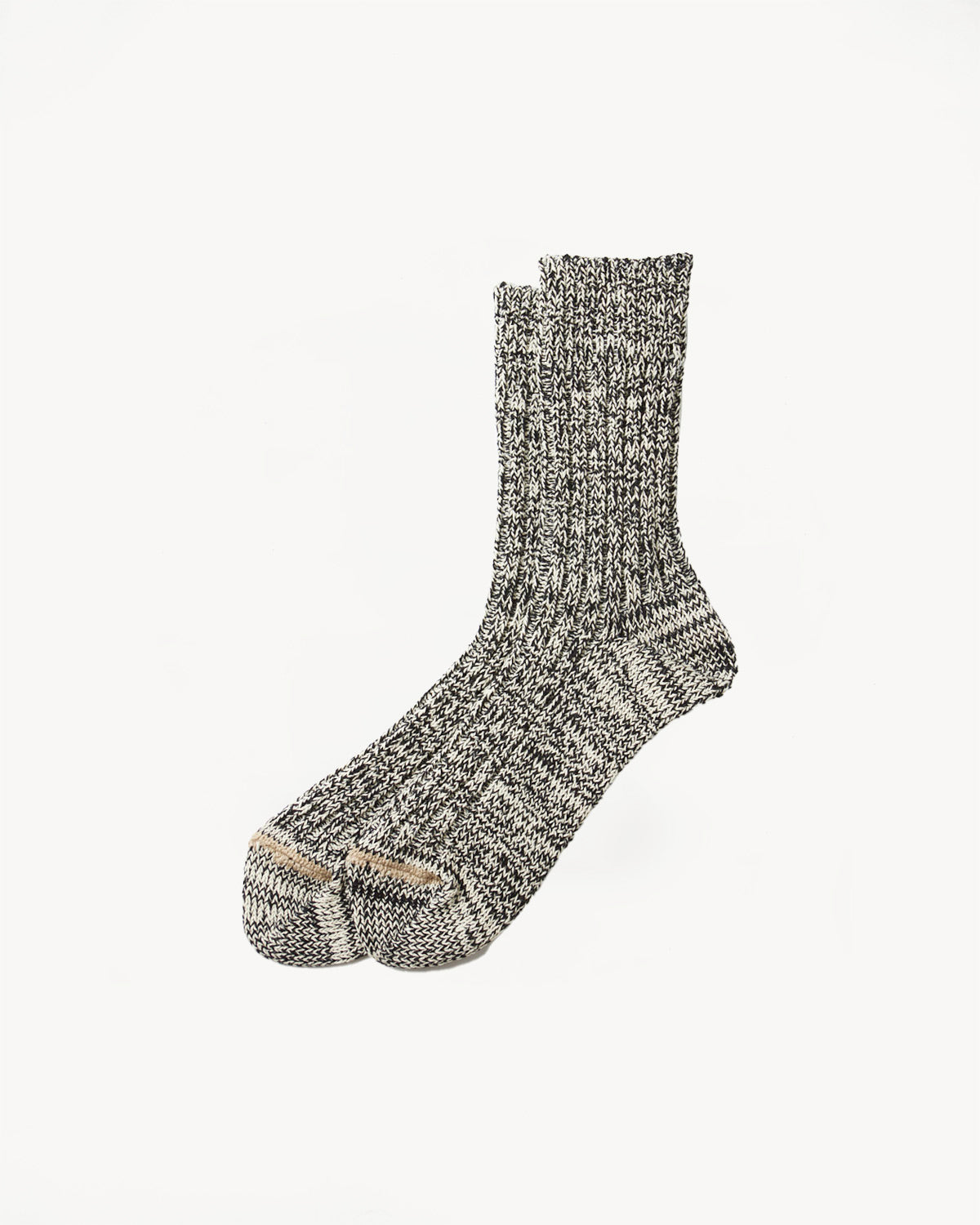 R1448 - Recycled Cotton Ribbed Crew Sock - Black, Ivory