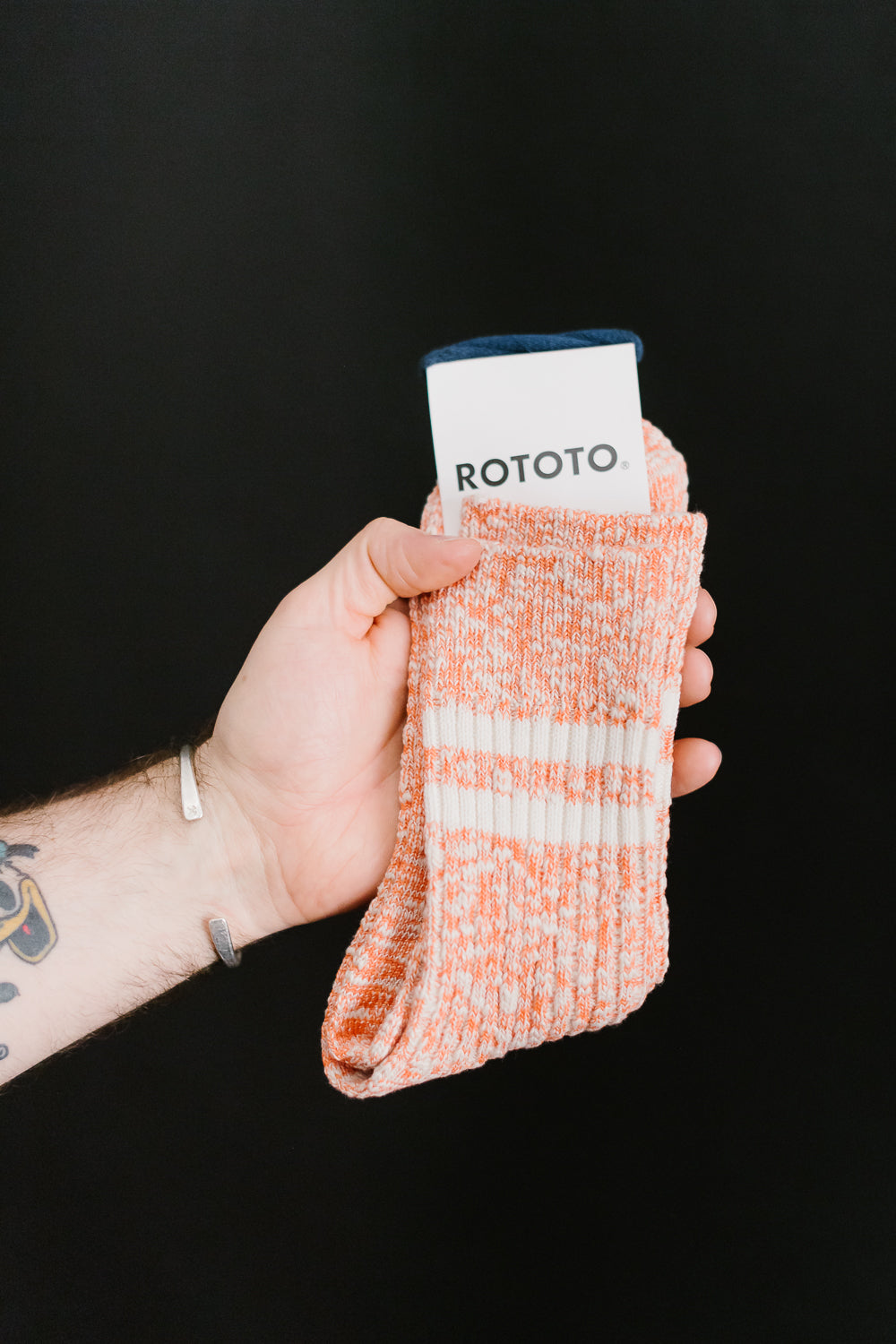 R1485 - OG Cotton Slub Stripe Socks - Orange